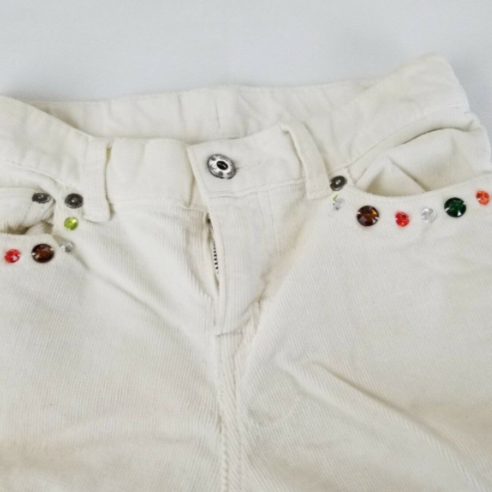 Children's Place Girl Boot Cut White Corduroy Pant
